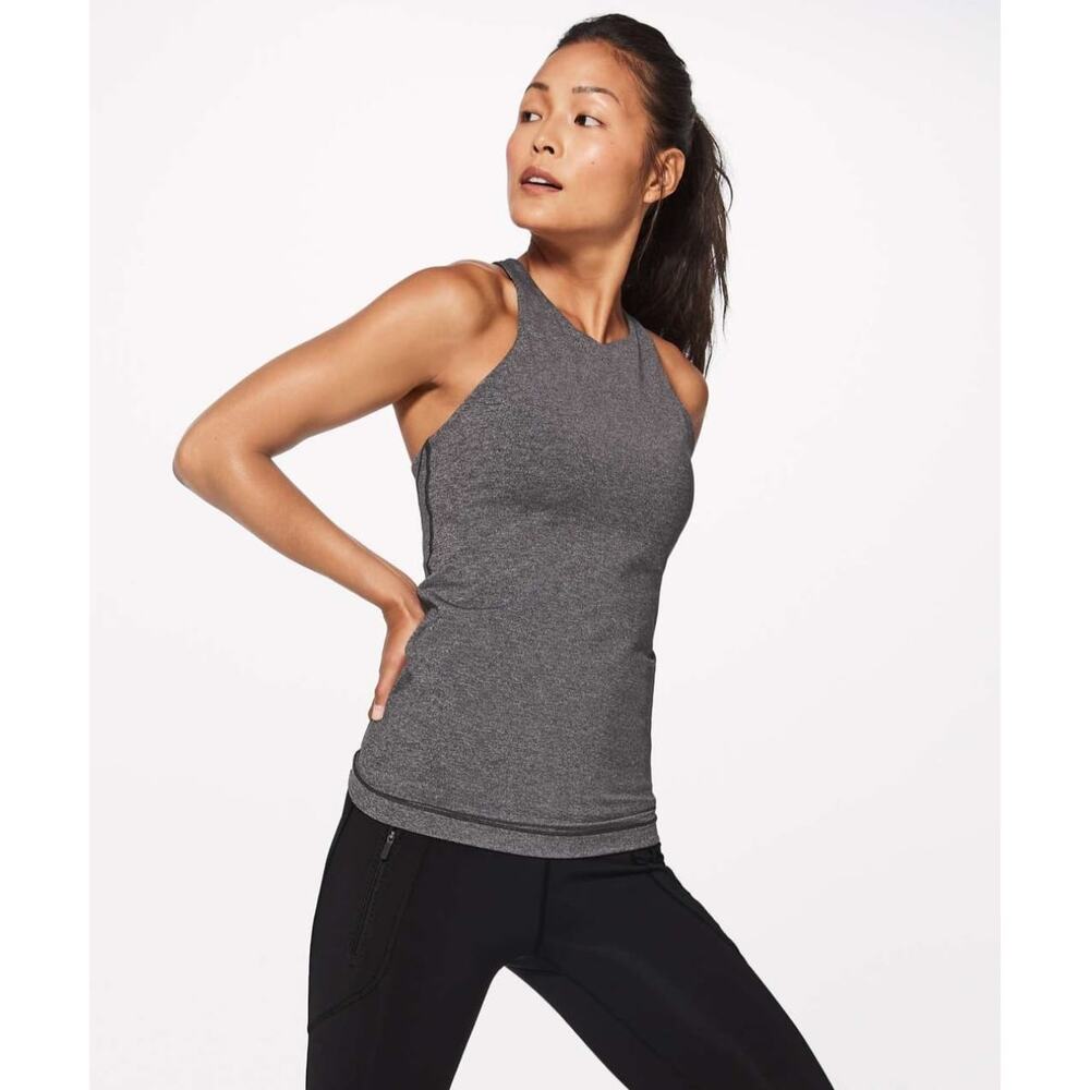 Lululemon Women's In‎ Training Heathered Black Tank Top Size 4
